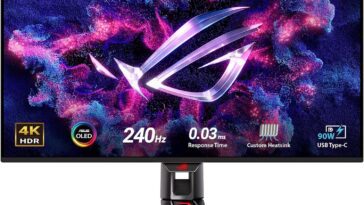 ASUS ROG Swift OLED PG32UCDM gaming monitor showcasing immersive visuals and high performance for gamers