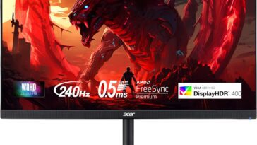 Acer Nitro 27" WQHD 2560 x 1440 PC Gaming IPS Monitor - High-resolution display for immersive gaming experience