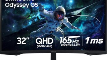 32-inch Samsung Odyssey G55C Series QHD 1000R Curved Gaming Monitor for an immersive gaming experience