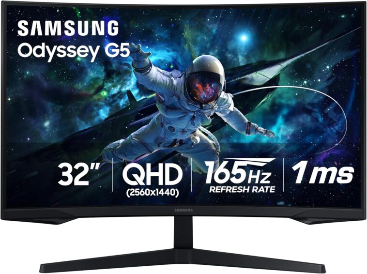 32-inch Samsung Odyssey G55C Series QHD 1000R Curved Gaming Monitor for an immersive gaming experience