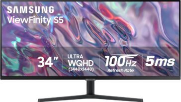 Samsung 34-inch ViewFinity S50GC Series Ultra WQHD Monitor showcasing high-resolution display and sleek design, perfect for professional and gaming use.