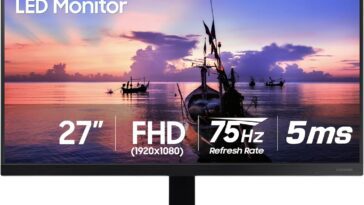 Samsung 27 T35F Series FHD 1080p Computer Monitor showcasing sleek design and vibrant display, ideal for home and office use