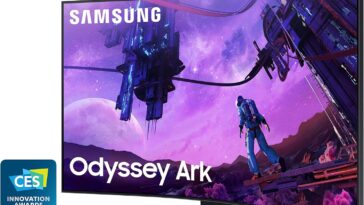 Samsung Odyssey Ark LS55BG970NUXXU gaming monitor with ultra wide screen and advanced features