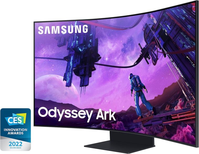 Samsung Odyssey Ark LS55BG970NUXXU gaming monitor with ultra wide screen and advanced features