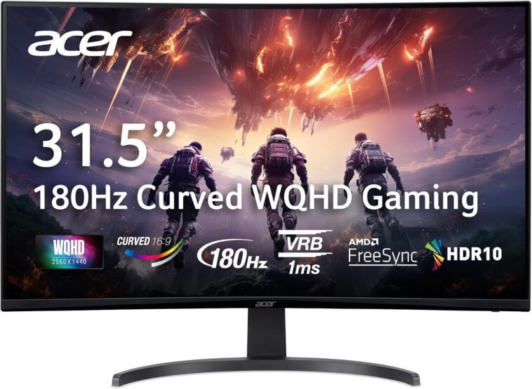 Acer Nitro 31.5" WQHD 2560 x 1440 1500R Curved Gaming Monitor - High Resolution Display for Ultimate Gaming Experience